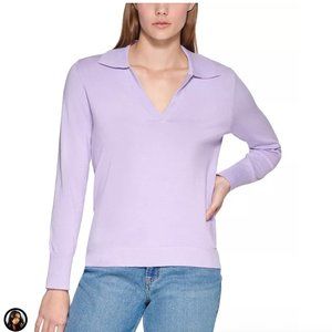 Calvin Klein Long Sleeve Collared V-Neck Sweater Purple Size S/M